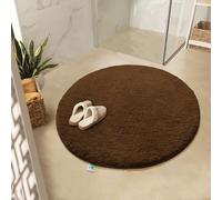 casa pura Tapis de Bain Rond Qualité Premium Oeko Tex | Epais, Moelleux, Absorbant | Lavable en Machine | Plusieurs Tailles et Couleurs | Marron - 95cm de diamètre