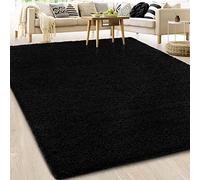 casa pura Tapis Shaggy à Poil Long - Doux et Épais - Certifié Oeko-TEX Standard 100 - Idéal pour Salon, Couloir et Chambre - Tapis Antidérapant et Lavable - Barcelona, 140x200 cm Noir