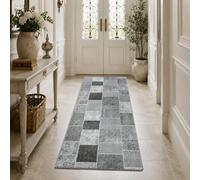 casa pura Tapis Vintage Tapis Patchwork | Polyamide résistant | Entretien Facile | 18 Tailles | Monsano, 80x250cm - Anthracite