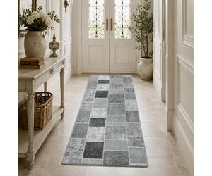 casa pura Tapis Vintage Tapis Patchwork | Polyamide résistant | Entretien Facile | 18 Tailles | Monsano, 80x200cm - Anthracite