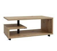 Casa Vital BALIAN Table basse à roulettes, 105 x 60 x 45,5 cm, meuble de salon, table à roulettes, design à plusieurs niveaux, système d'étagères, construction en MDF, capacité de charge de 40 kg