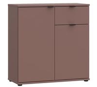 Casa Vital Ganymede 222 Commode 80 x 34 x 82 cm, meuble de salon, chambre à coucher, armoire de rangement, 1 armoire intérieure avec étagère, 1 tiroir, portes battantes, pieds en plastique noir, terre