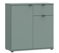 Casa Vital Ganymede 222 Commode 80 x 34 x 82 cm, meuble de salon et chambre à coucher, armoire de rangement, 1 armoire intérieure avec étagère, 1 tiroir, portes battantes, pieds en plastique noir
