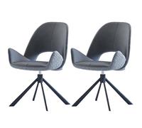 Casa Vital RENADINA Lot de 2 chaises de salle à manger pivotantes - 60 x 66 x 87 cm - Grises - Meubles de salle à manger - Avec rembourrage en tissu - Dossier ouvert - Pivotant à 360° - Pieds en métal