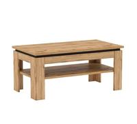 Casa Vital Table basse Marida, 120 x 60 x 44,5 cm, panneau de particules, décor bois de chêne, 1 étagère, meuble de salon, petite table de salon pour magazines, livres et décoration
