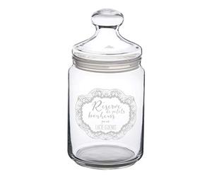 Casa Vivente Bonbonnière avec Gravure Personnalisée, Réserve de Petits Bonheurs, 2 Prénoms, Couvercle Hermétique, Volume 1 000 ML