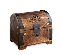 Casa Vivente - Coffre au trésor avec Gravure - Cadeau d'anniversaire 30 Ans - Personnalisé avec Un [NOM] au Choix - Boîte à Bijoux - Tirelire - Bois foncé - Cadeau d'argent - Malle au trésor