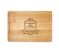 Casa Vivente Planche à découper, Planche de Grill en Bois avec Gravure, Meilleur Papa, Blason, Personnalisée avec Nom, Planche de Cuisine en Bois comme idée Cadeau pour Hommes, Fête des pères