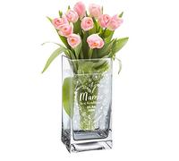 Casa Vivente Vase Rectangulaire à Hauts Bords avec Gravure Printanière Personnalisée, Cœur Fleuri pour la Meilleure Grand-mère, 20 x 10 x 10 CM
