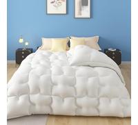 CASABEL Couette 140x200 cm Chaude Grand Froid Diamant - Blanc - Garnissage densité 700 GSM - Fibre Creuse Haute - Traitement Anti-acarien, bactérien, moisissures - Couverture 1/2 Personnes