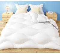 CASABEL Couette 220x240 cm Chaude Grand Froid Nuage - Blanc - Garnissage densité 700 GSM - Fibre Creuse Haute - Traitement Anti-acarien, bactérien, moisissures - Couverture 2 Personnes