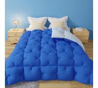 CASABEL Couette 240x260 cm Chaude Grand Froid Diamant - Réversible Bleu - Garnissage densité 700 GSM - Fibre Creuse Haute - Traitement Anti-acarien, bactérien, moisissures - Couverture 1/2 Personnes