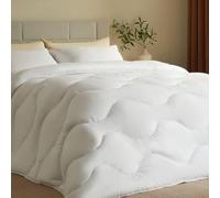 CASABEL Couette 240x260 cm Chaude Grand Froid Nuage - Blanc - Garnissage densité 700 GSM - Fibre Creuse Haute - Traitement Anti-acarien, bactérien, moisissures - Couverture 1/2 Personnes