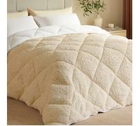 CASABEL Couette Polaire Hiver Ultra Chaude 600g/m² Réversible Douce et Moelleuse 2 Personnes 240x260cm Taupe