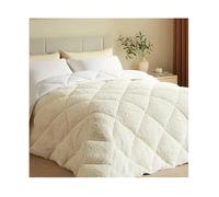 CASABEL Couette Sherpa 220x240 cm, 450 gsm Polyester Réversible, Face Sherpa Douillette ou Microfibre Fraîche, Respirante, Lavable