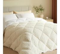 CASABEL Couette Sherpa 240x260 cm, 450 GSM Polaire Réversible - Face Sherpa Douillette ou Microfibre Fraîche - Respirante, Thermorégulatrice, Lavable