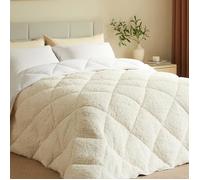 CASABEL Couette Sherpa 240x260 cm, 450 gsm Polyester Réversible, Face Sherpa Douillette ou Microfibre Fraîche, Respirante, Lavable