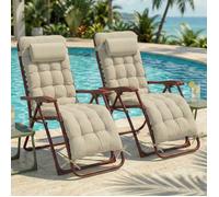 CASABEL lot de 2 chaises pliantes Zéro Gravité Terracotta avec coussin, fauteuils extérieurs inclinables en Acier et toile Textilene