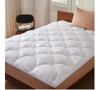CASABEL Surmatelas 160 x 190 cm en Microfibre Rafraîchissante, Garnissage Fibre Creuse 600 GSM, 4cm d’Épaisseur, Fixation Élastique