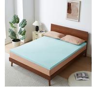 CASABEL Surmatelas 160 x 200 cm Mousse à Memoire de Forme 4 cm - Sur-Matelas Double - Gel Infusé Bleu - sur Matelas, Clic Clac, BZ