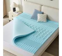 CASABEL Surmatelas 90 x 200 cm Mousse à Memoire de Forme 5 cm Haute Densité - sur-Matelas Simple - Zones Ergonomiques de Soutien - Gel Infusé Bleu - pour Matelas, Clic Clac, BZ - Entreprise Française