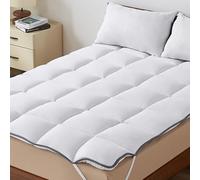 CASABEL Surmatelas Moelleux 140 x 190 cm Extra Épais Microfibre Respirante avec Liseré Blanc - Design Antidérapant - 4 Bandes Élastiques - Ultra Moelleux, Anti-Acariens - Idéal pour Matelas 2 Places