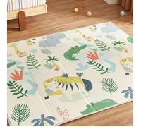 CASABEL Tapis d’Éveil Bébé 180×200 cm - Pliable, Imperméable, Épais, Motifs Jungle, Grande Taille et Rangement Facile