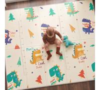 CASABEL Tapis d’Éveil Bébé, Épais & Doux, 180x150cm Motif Jungle | Évolutif, Tapis Bébé Pliable, Imperméable, Grande Taille, Design Coloré, Tapis Chambre Enfant Compact, Facile à Nettoyer