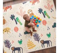 CASABEL Tapis d’Éveil Bébé, Épais & Doux, 180x150cm Motif Singe | Évolutif, Tapis Bébé Pliable, Imperméable, Grande Taille, Design Coloré, Tapis Chambre Enfant Compact, Facile à Nettoyer