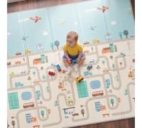 CASABEL Tapis d’Éveil Bébé, Épais & Doux, 180x150cm Motif Voitures | Évolutif, Tapis Bébé Pliable, Imperméable, Grande Taille, Design Coloré, Tapis Chambre Enfant Compact, Facile à Nettoyer