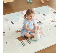 CASABEL Tapis d’Éveil Bébé Évolutif 180×150 cm, Tapis Bébé Pliable, Imperméable et Épais, Motifs Cerf, Grande Taille, Design Coloré, Tapis de Jeu Compact à Rangement Facile