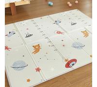 CASABEL Tapis d’Éveil Bébé Évolutif 180×150 cm, Tapis Bébé Pliable, Imperméable et Épais, Motifs Espace, Grande Taille, Doux et Coloré, Tapis de Jeu Compact à Rangement Facile