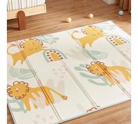 CASABEL Tapis d’Éveil Bébé Évolutif 180×150 cm - Tapis Bébé Pliable, Imperméable et Épais, Motifs Lion, Grande Taille, Doux et Coloré, Tapis de Jeu Compact à Rangement Facile