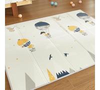 CASABEL Tapis d’Éveil Bébé Évolutif 180×150 cm, Tapis Bébé Pliable, Imperméable et Épais, Motifs Montagnes, Grande Taille, Doux et Coloré, Tapis de Jeu Compact à Rangement Facile