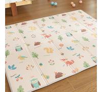CASABEL Tapis d’Éveil Bébé Évolutif 180×150 cm, Tapis Bébé Pliable, Imperméable et Épais, Motifs Petits Animaux de la Forêt, Grande Taille, Doux et Coloré, Tapis de Jeu Compact à Rangement Facile