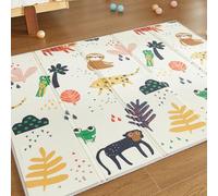 CASABEL Tapis d’Éveil Bébé Évolutif 180×150 cm, Tapis Bébé Pliable, Imperméable et Épais, Motifs Singe, Grande Taille, Doux et Coloré, Tapis de Jeu Compact à Rangement Facile