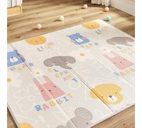 CASABEL Tapis d'Éveil Bébé Évolutif 175x150cm, Tapis Bébé Pliable et Imperméable avec Motifs Animaux & Voitures, Doux et Coloré, Grande Taille, Trés épais, Tapis de Jeu Bébé Compact, Rangement Facile