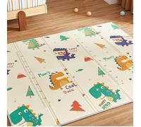 CASABEL Tapis d'Éveil Bébé Évolutif 175x150cm, Tapis Bébé Pliable et Imperméable avec Motifs Dinosaures & Jungle, apis de Jeu Bébé