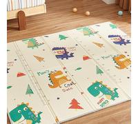 CASABEL Tapis d'Éveil Bébé Évolutif 175x150cm, Tapis Bébé Pliable et Imperméable avec Motifs Dinosaures & Jungle, Doux et Coloré, Grande Taille, Trés épais, Tapis de Jeu Bébé Compact, Rangement Facile