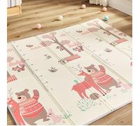 CASABEL Tapis d'Éveil Bébé Évolutif 175x150cm, Tapis Bébé Pliable et Imperméable avec Motifs Éléphant & Forêt, Tapis de Jeu Bébé