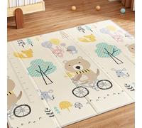 CASABEL Tapis d'Éveil Bébé Évolutif 175x150cm, Tapis Bébé Pliable et Imperméable avec Motifs Ours & Lion, Doux et Coloré, Grande Taille, Trés épais, Tapis de Jeu Bébé Compact, Rangement Facile