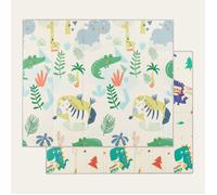 CASABEL Tapis d'Éveil Bébé Évolutif 180x150cm, Tapis Bébé Pliable et Imperméable avec Motifs Jungle