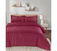 Casabella Parure de lit avec Housse de Couette et taies d'oreiller en Satin à Rayures en Satin de qualité hôtelière pour très Grand lit, Bordeaux