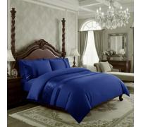 Casabella Parure de lit de Luxe en Velours écrasé avec Housse de Couette et taie d'oreiller - Parure de lit en Velours écrasé Bleu Marine pour très Grand lit