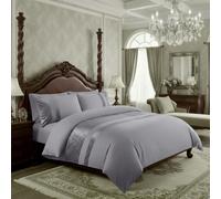 Casabella Parure de lit de Luxe en Velours écrasé avec Housse de Couette et taie d'oreiller pour très Grand lit - Parure de lit en Velours écrasé argenté pour très Grand lit