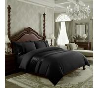 Casabella Parure de lit de Luxe en Velours écrasé avec Housse de Couette et taie d'oreiller pour très Grand lit, Noir