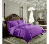 Casabella Parure de lit de Luxe en Velours écrasé avec Housse de Couette et taie d'oreiller pour très Grand lit, Violet