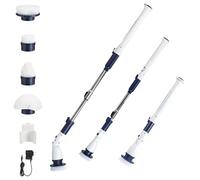 Casabella Power Spin Scrubber Brosse rotative sans fil rechargeable - Puissance rotative de 420 tr/min, extensible jusqu'à 120,7 cm, brosse rotative pour nettoyage, nettoyeur électrique tout usage