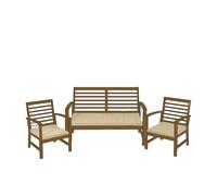 CASABELLAPIU Tris coussins d'extérieur, coussins amovibles et lavables, dimensions des fauteuils 52 x 50 x 4,5 cm, dimensions du canapé 110 x 52 x 4,5 cm. 100 % fabriqué en Italie (ECRÚ)