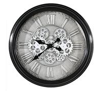 Casablanca 50339 Factona Horloge Murale en métal/Verre avec Engrenages rotatifs et Aiguilles en métal Noir pour 4 Piles AAA, P : 9 cm, Ø 53 cm